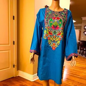 Cotton,Rang ja tunic/ top/ shirt/ embroidered front and sleeves,full sleeves.